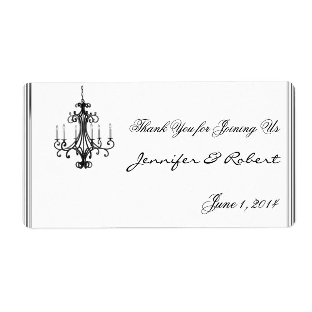 Hollywood Glamor Chandelier Vattenflaska Label Fraktsedel (Framsidan)