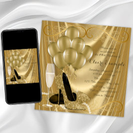 Hollywood Glamour Guld Födelsedagsfest Inbjudningar