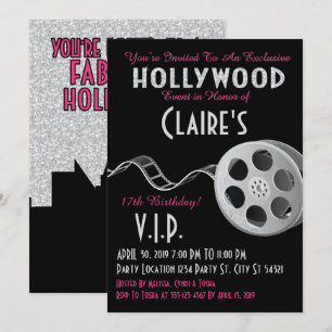 Hollywood Glitter Birthday Inbjudningar