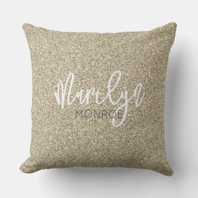 Hollywood Golden Glitter NAMN Elegant Chic Kudde (Framsida)