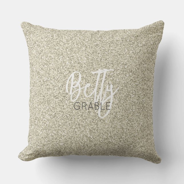 Hollywood Golden Glitter Star NAMN Elegant Chic Kudde (Framsida)