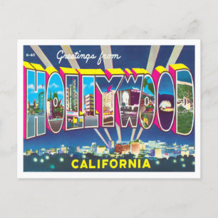 Hollywood, Kalifornien Vintage Big Brev Postcard Vykort