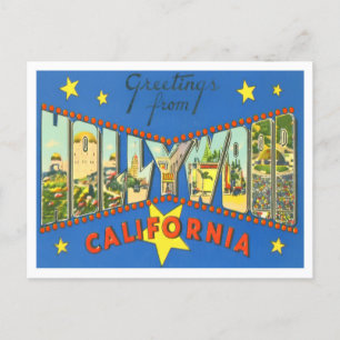Hollywood, Kalifornien Vintage Big Brev Postcard Vykort