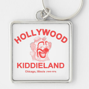 Hollywood Kiddieland, Chicago, IL. Nöjesfält Fyrkantig Silverfärgad Nyckelring