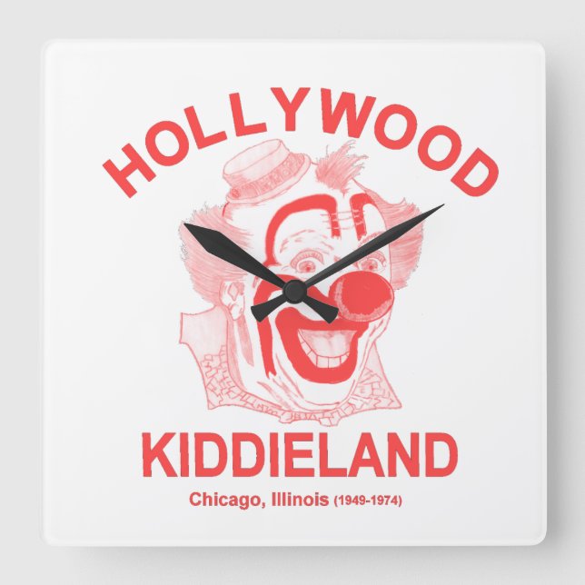 Hollywood Kiddieland, Chicago, Illinois Amusement Fyrkantig Klocka (Framsida)