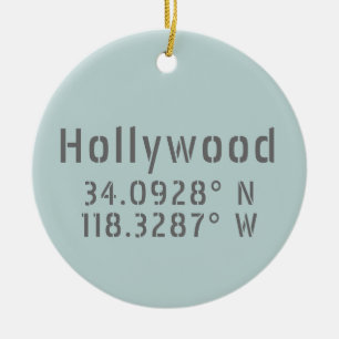 Hollywood Latitude Longitud Julgransprydnad Keramik