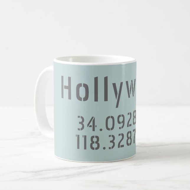 Hollywood Latitude Longitud Kaffemugg (Framsida vänster)