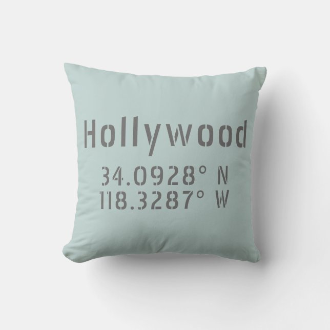 Hollywood Latitude Longitud Kudde (Framsida)