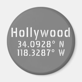 Hollywood Latitude Longitud Magnet