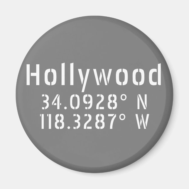 Hollywood Latitude Longitud Magnet (Framsidan)