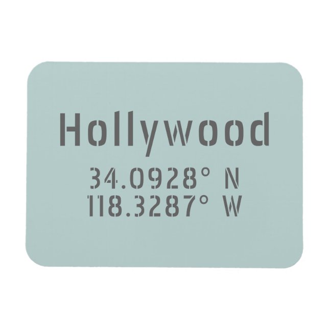 Hollywood Latitude Longitud Magnet (Horisontell)