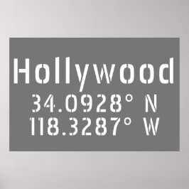 Hollywood Latitude Longitud Poster