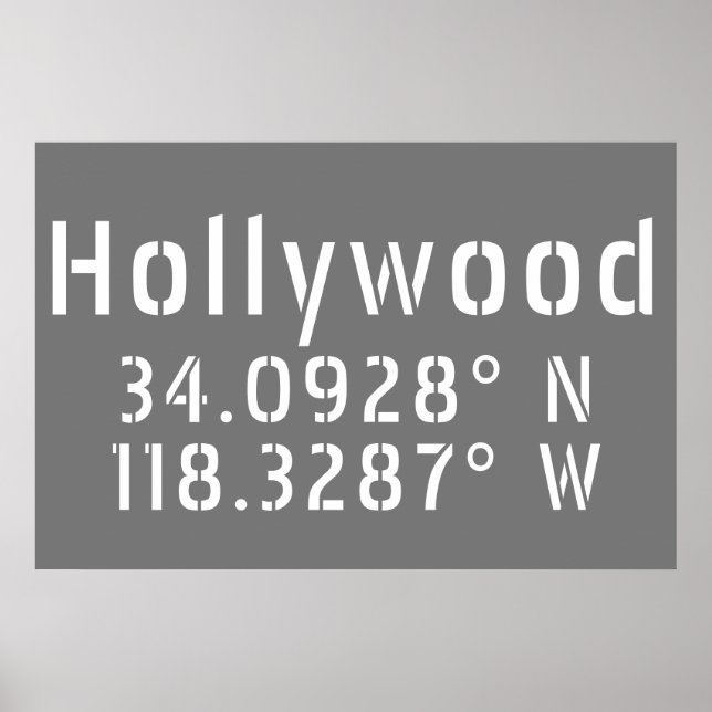 Hollywood Latitude Longitud Poster (Framsidan)