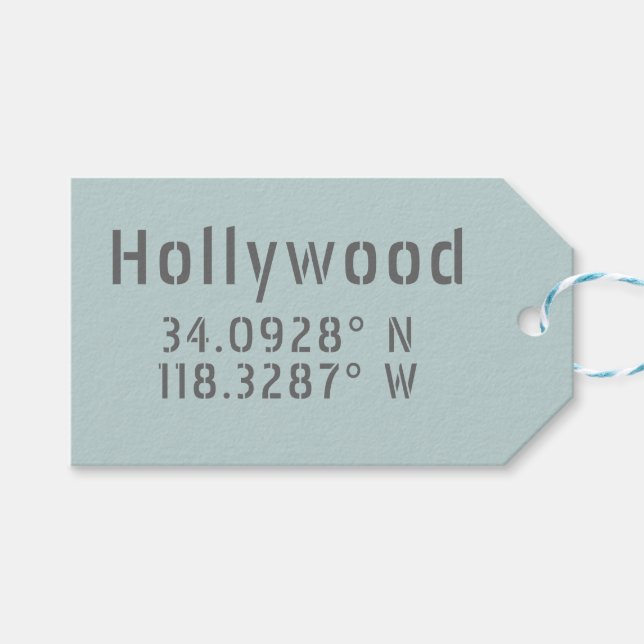 Hollywood Latitude Longitud Presentetikett (Framsidan (Horisontell))