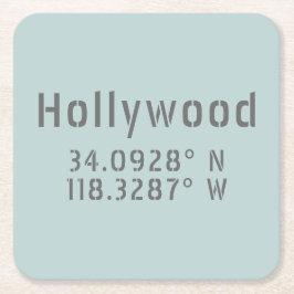 Hollywood Latitude Longitud Underlägg Papper Kvadrat
