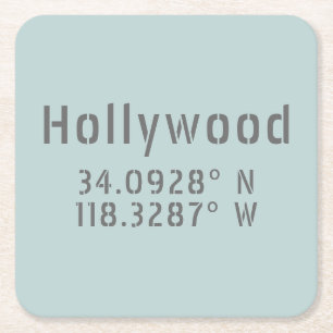 Hollywood Latitude Longitud Underlägg Papper Kvadrat