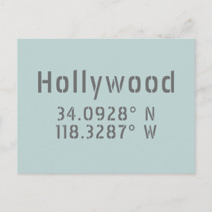 Hollywood Latitude Longitud Vykort