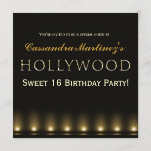 Hollywood-ljus Guld Typografi Festinbjudan Inbjudningar