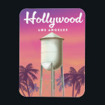 Hollywood Los Angeles Travel-affisch Magnet<br><div class="desc">Hollywood Los Angeles vatten torn vintage stil Travel-affisch</div>