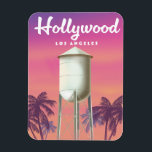 Hollywood Los Angeles Travel-affisch Magnet<br><div class="desc">Hollywood Los Angeles vatten torn vintage stil Travel-affisch</div>