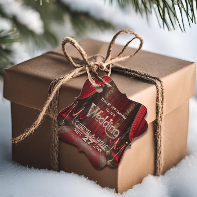 Hollywood Movie Red Carpet Premiere Bröllop Gåvor Etiketter (Close up retro Hollywood award night sparkle – Red Carpet Wedding Favor Tag)