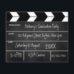 Hollywood Movie Studentfest Chalkboard Inbjudan Flygblad<br><div class="desc">redot studentfest clapperboard-inbjudan som ska anpassas till dina specifikationer. Observera att denna budgetinbjudan är papper och mycket tunn. Kuvert ingår inte. För tjockare inbjudningar med medföljande kuvert och matchande produkter på samma tema,  se samlingen nedan.</div>