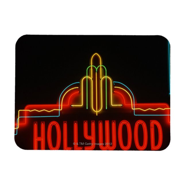 Hollywood neon Sign, Los Angeles, Kalifornien Magnet (Horisontell)