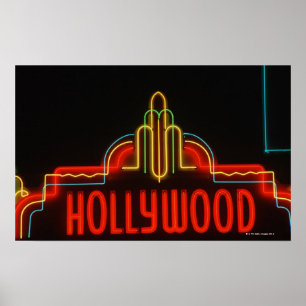 Hollywood neon Sign, Los Angeles, Kalifornien Poster