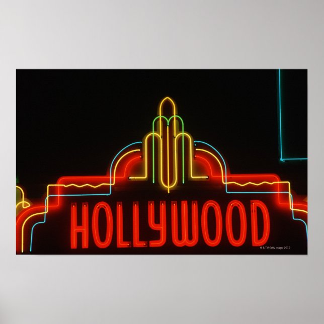 Hollywood neon Sign, Los Angeles, Kalifornien Poster (Framsidan)