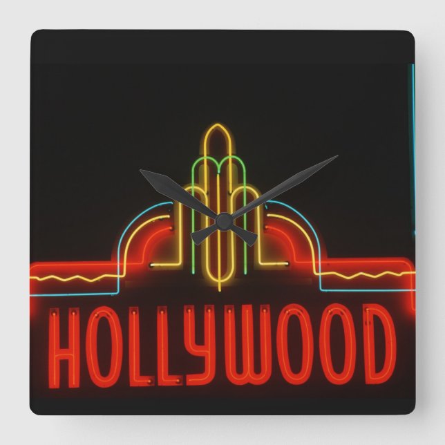 Hollywood neon undertecknar, Los Angeles, Fyrkantig Klocka (Framsida)