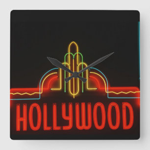 Hollywood neon undertecknar, Los Angeles, Fyrkantig Klocka
