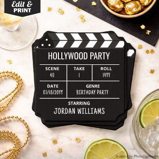 Hollywood Party Coasters, Custom Clapperboard  Underlägg Papper