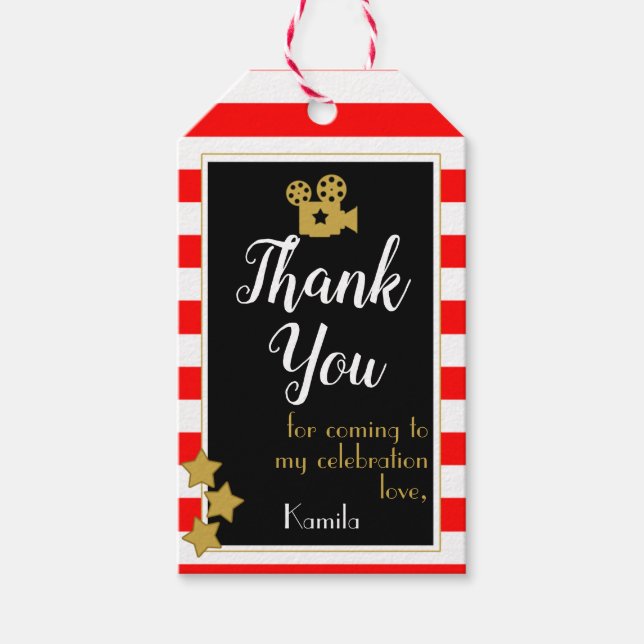 Hollywood Party Favor Märkres Presentetikett (Framsidan)