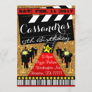 Hollywood Party, Hollywood födelsedagsinbjudan Inbjudningar