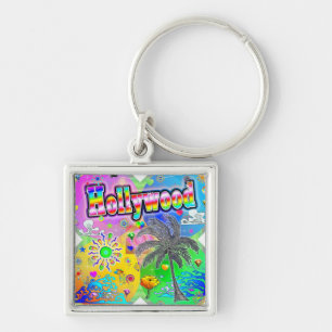 Hollywood Quadro Seasons Keychain Fyrkantig Silverfärgad Nyckelring
