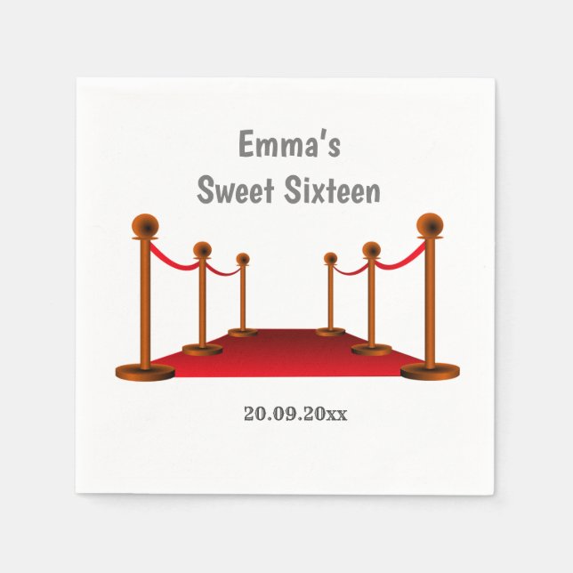 Hollywood Red Carpet 16:e alla åldrar födelsedag P Pappersservett (Framsidan)
