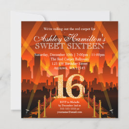 Hollywood Red Carpet City Sweet 16 Birthday Inbjudningar