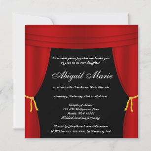 Hollywood Red Curtain Bat mitzvah Inbjudningar