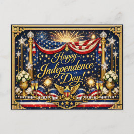 Hollywood Regency Independence Day Patriotic Helg Vykort