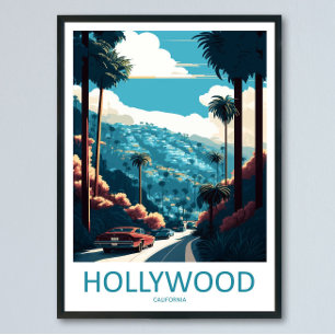 Hollywood Resa Print Väggkonst Hollywood Vägghänga