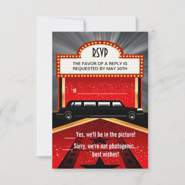 Hollywood Röda Mattan RSVP OSA Kort (Framsida)