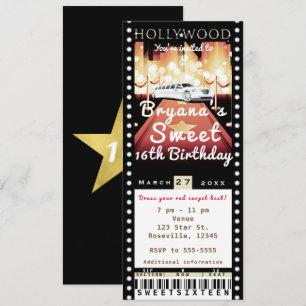 Hollywood Röda mattan VIP-partybiljett inbjudan