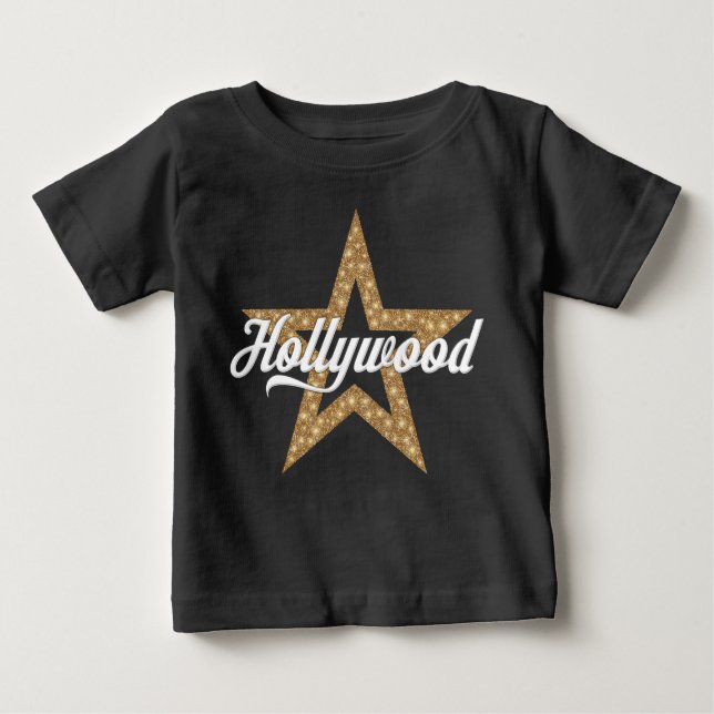 Hollywood Script with Star (vit typ) Baby T-Shi T Shirt (Framsida)