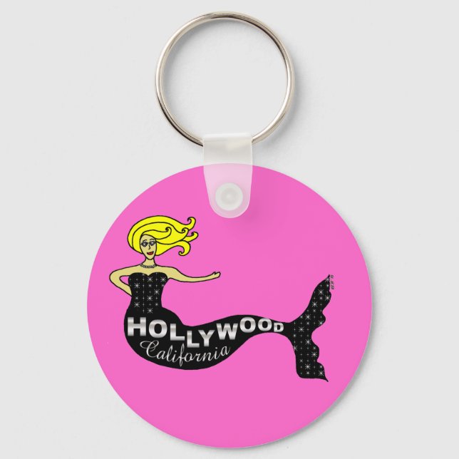 Hollywood-Sjöjungfru (rosa) Nyckelring (Framsida)
