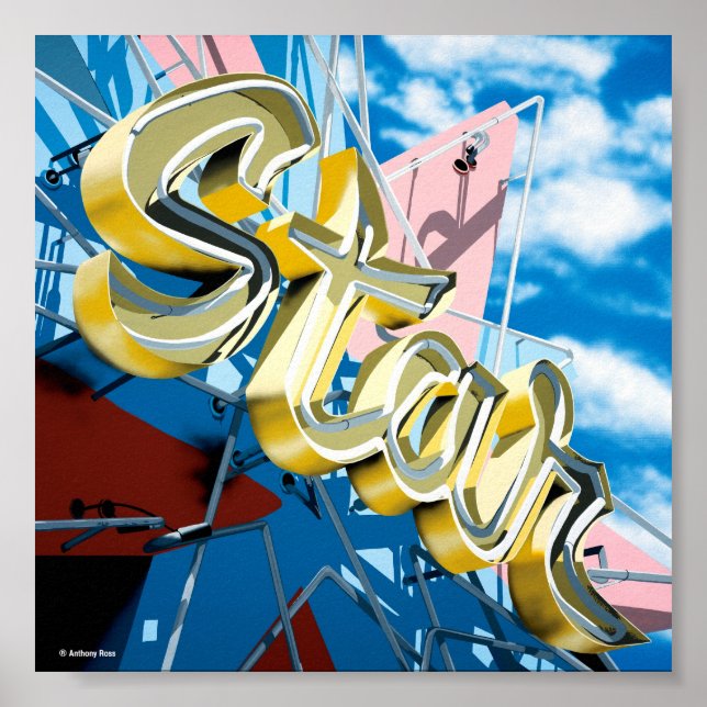 Hollywood Star Lanes on Historic Route 66 Poster (Framsidan)