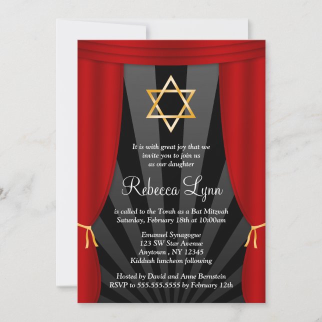 Hollywood Star of David Bat mitzvah Investigations Inbjudningar (Framsida)