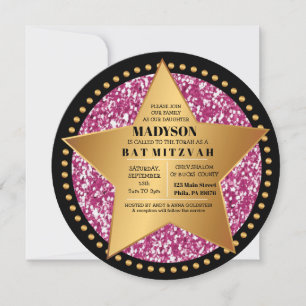 HOLLYWOOD STAR Rosa Pub Bat mitzvah inbjudan