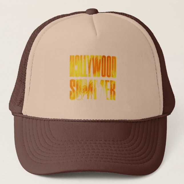 "Hollywood Summer" Gult Orange Brev Hat Truckerkeps (Framsida)