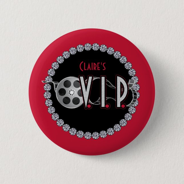 Hollywood VIP Birthday Button Knapp (Framsida)