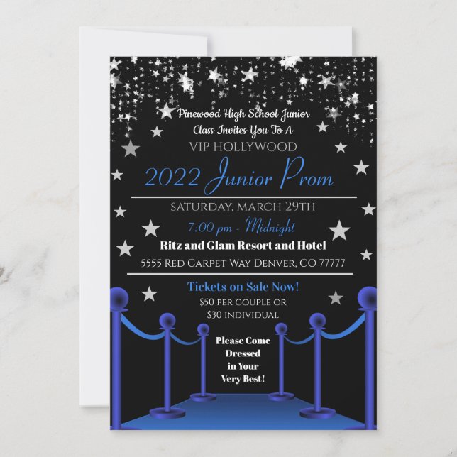 Hollywood VIP Prom Dance-inbjudan Inbjudningar (Framsida)